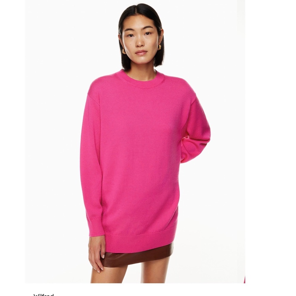 Wilfred Endless Sweater Size S Pink Extra Fine Merino Wool Crewneck Long Sleeve